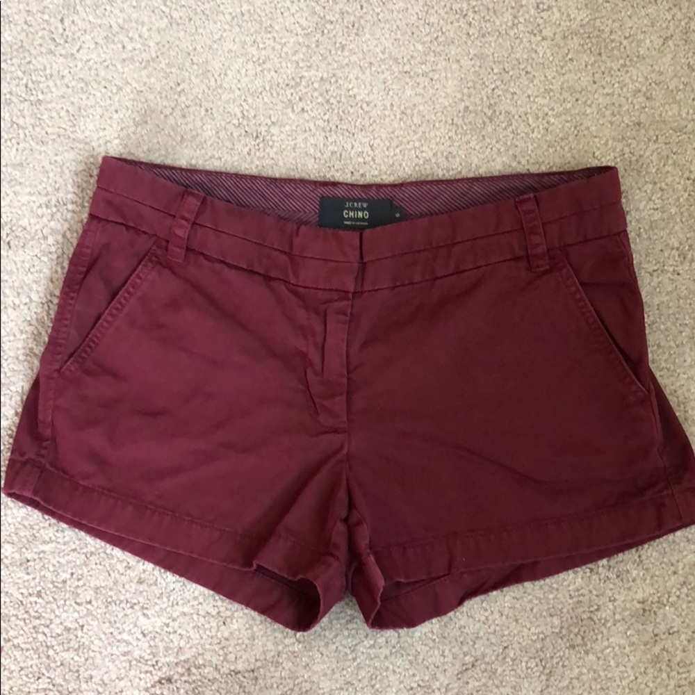J. Crew Chino Shorts size 6 in Maroon Burgundy